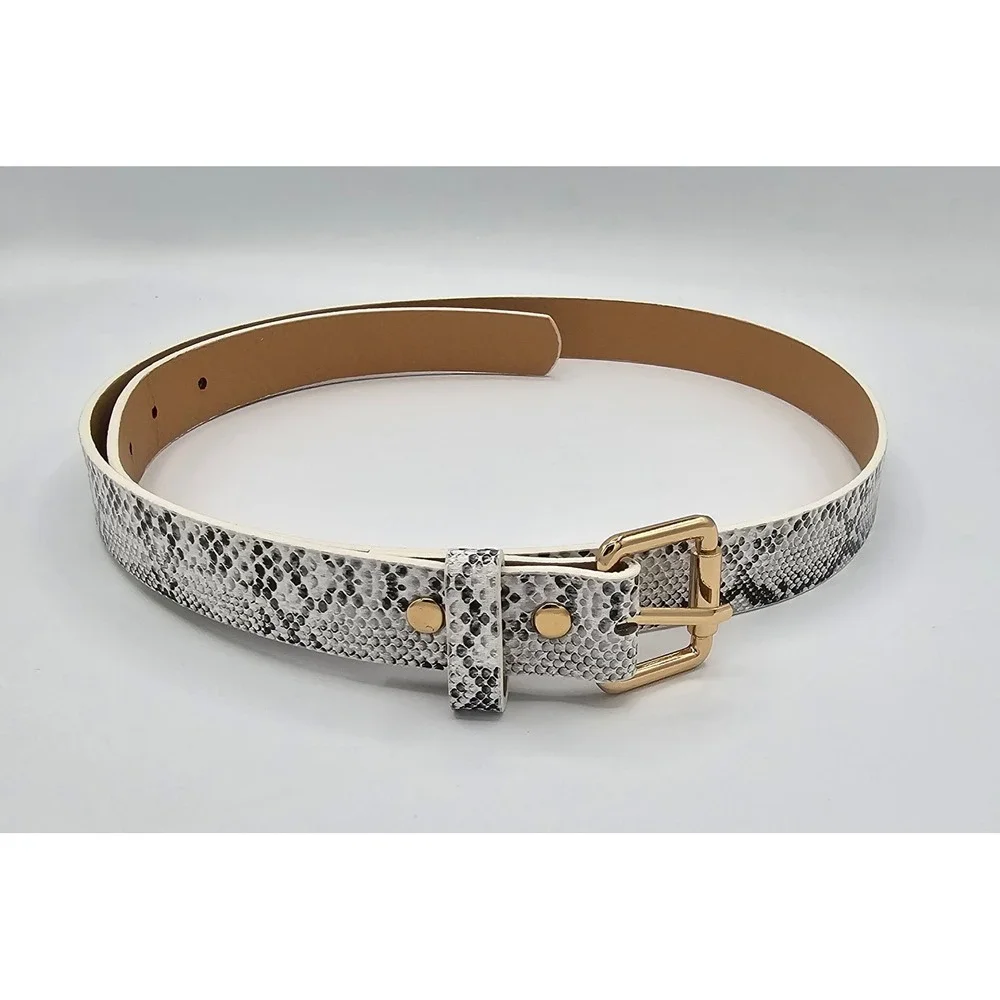 Snakeskin Embossed PU Leather Belt Women's 34